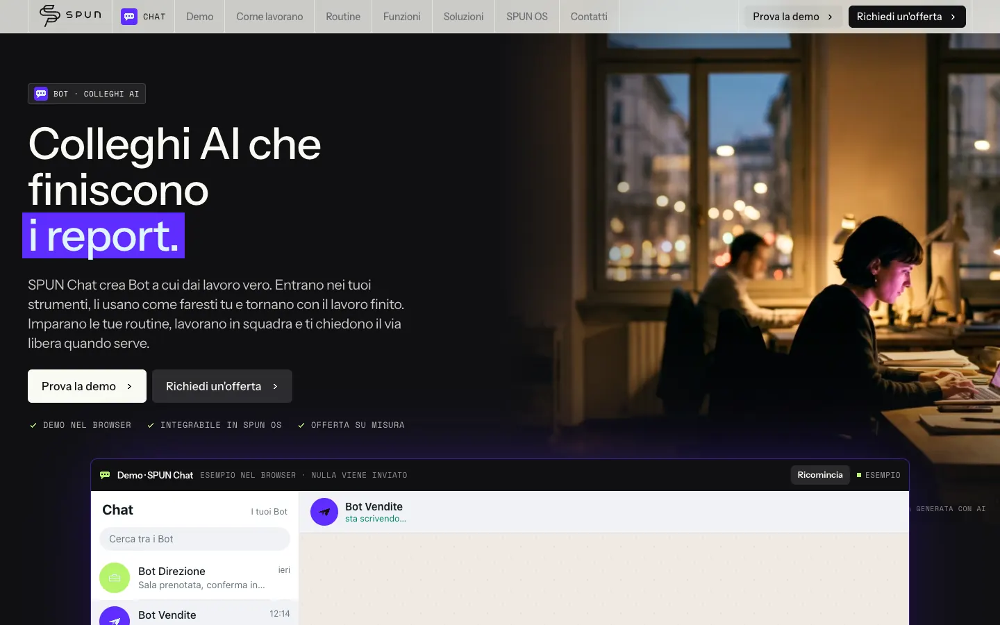 La prima pagina del sito dei Bot, SPUN Host
