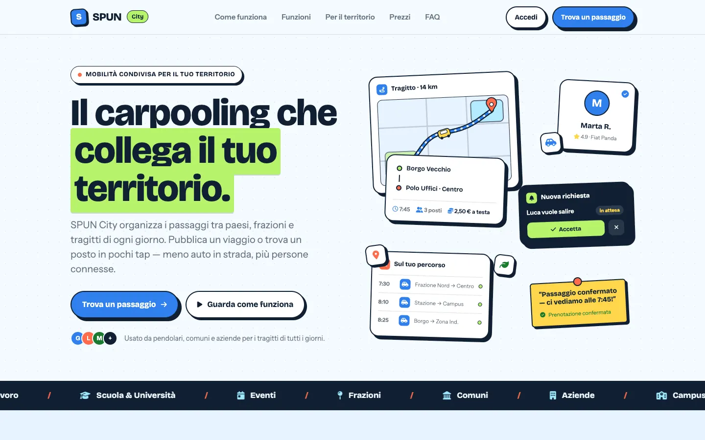 La prima pagina del sito di SPUN City