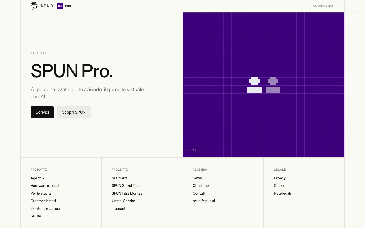 La prima pagina del sito di SPUN Pro