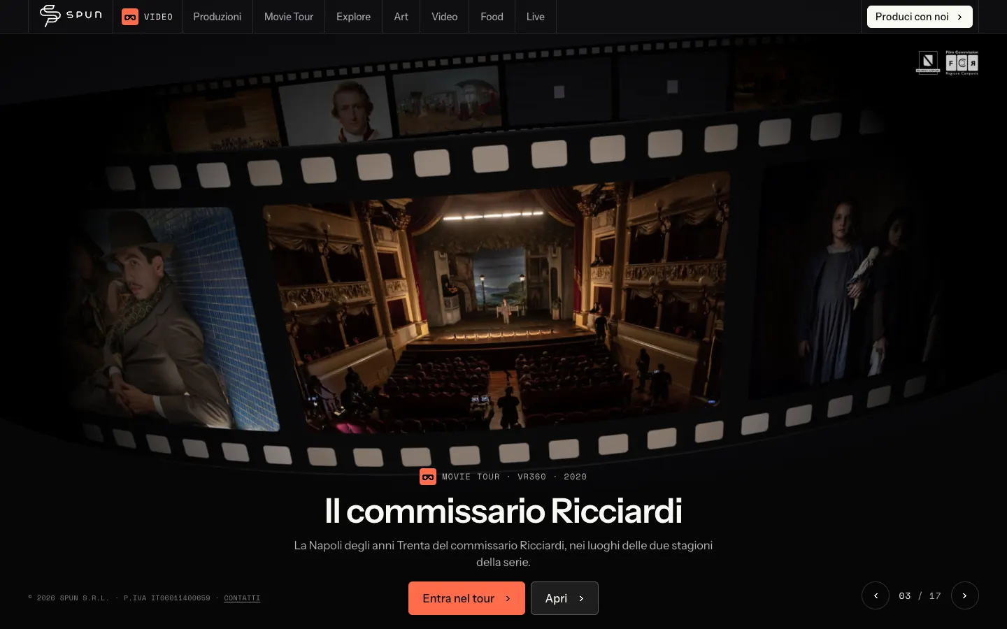 La prima pagina del sito di SPUN Video