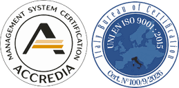 UNI EN ISO 9001:2015, certificato n. 100/9/2026 di Italy Bureau of Certification con accreditamento Accredia